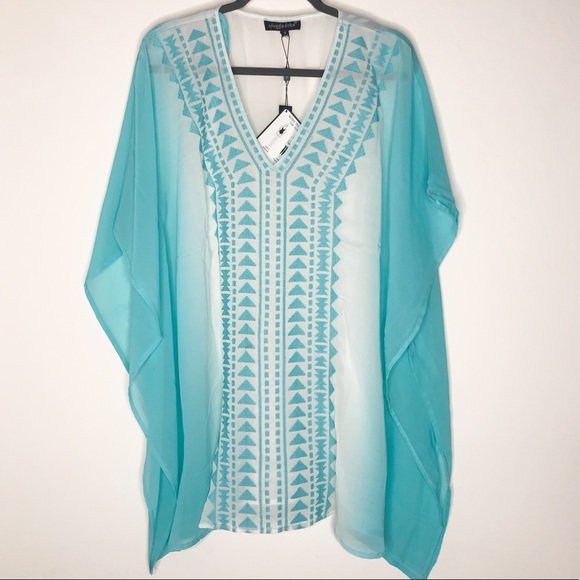 Swimwear cover-up Caftan Aztec embroidered ombré - Picture 3 of 4